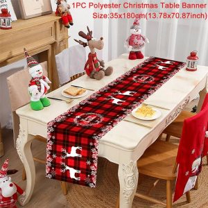 Polyester Christmas Table Runner - Classic Poinsettia Design (35x180cm) - 8