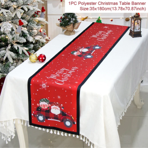 Polyester Christmas Table Runner - Classic Poinsettia Design (35x180cm) - 10