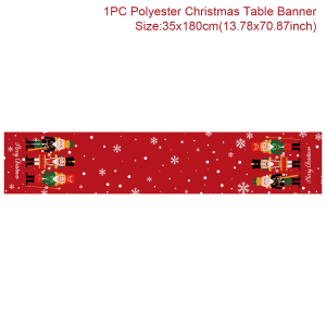 Polyester Christmas Table Runner - Classic Poinsettia Design (35x180cm) - 12