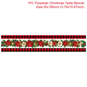 Polyester Christmas Table Runner - Classic Poinsettia Design (35x180cm) - 13
