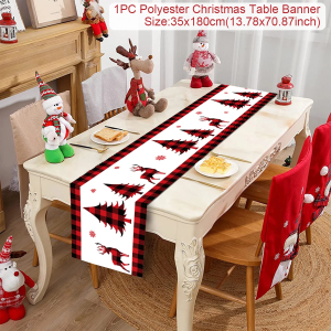 Polyester Christmas Table Runner - Classic Poinsettia Design (35x180cm) - 16