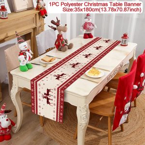 Polyester Christmas Table Runner - Classic Poinsettia Design (35x180cm) - 19