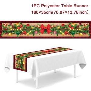 Polyester Christmas Table Runner - Classic Poinsettia Design (35x180cm) - 20