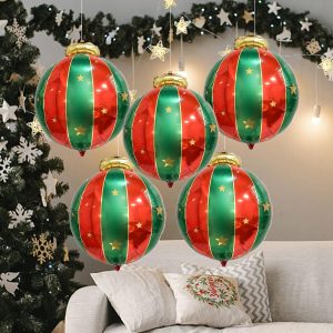 5PCS Giant Christmas Ornament Foil Balloons - Holiday Party Decoration