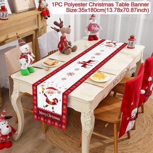 Polyester Christmas Table Runner - Classic Poinsettia Design (35x180cm) - 23