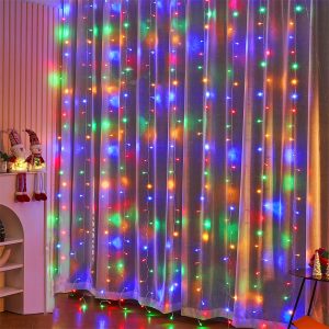 LED Curtain Fairy Lights - 8 Modes, IP44 Indoor/Outdoor Holiday Decor - MUlticolor