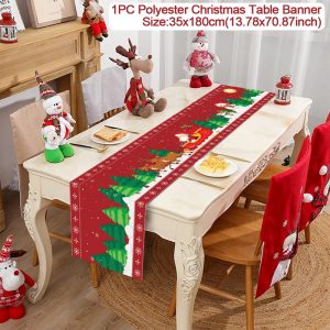 Polyester Christmas Table Runner - Classic Poinsettia Design (35x180cm) - 26