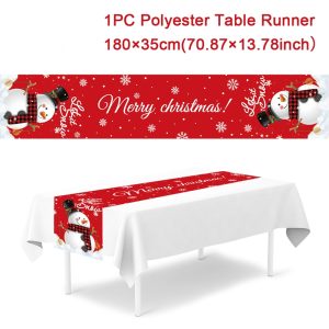 Polyester Christmas Table Runner - Classic Poinsettia Design (35x180cm) - 27