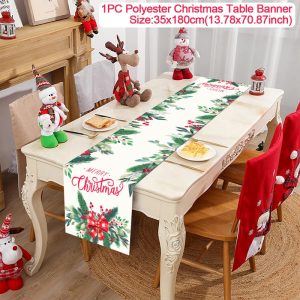 Polyester Christmas Table Runner - Classic Poinsettia Design (35x180cm) - 28