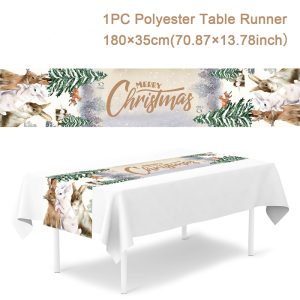 Polyester Christmas Table Runner - Classic Poinsettia Design (35x180cm) - 29