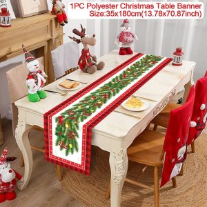 Polyester Christmas Table Runner - Classic Poinsettia Design (35x180cm) - 30