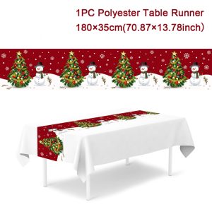 Polyester Christmas Table Runner - Classic Poinsettia Design (35x180cm) - 32