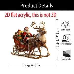 2D Acrylic Desktop Christmas Ornament - Bohemian Style Flat Printed Decor - 1pcA