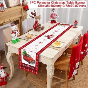 Polyester Christmas Table Runner - Classic Poinsettia Design (35x180cm) - 34