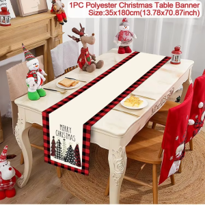 Polyester Christmas Table Runner - Classic Poinsettia Design (35x180cm) - 38