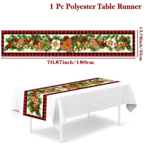 Polyester Christmas Table Runner - Classic Poinsettia Design (35x180cm) - 41