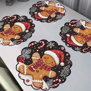 4PCS Non-Slip Heat Resistant Christmas Placemats - Festive Kitchen Table Decor
