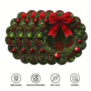 4PCS Non-Slip Heat Resistant Christmas Placemats - Festive Kitchen Table Decor - 4PCS Style C