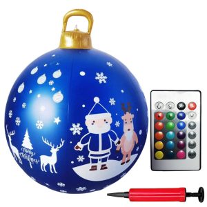 24 Inch LED Lighted Inflatable Christmas Ball - Giant PVC Outdoor Decor - 8