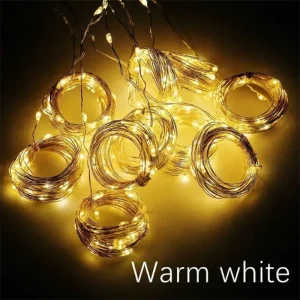 USB LED Curtain String Lights - 8 Mode Fairy Lights for Holiday Decor - Warm White