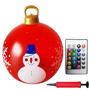 24 Inch LED Lighted Inflatable Christmas Ball - Giant PVC Outdoor Decor - 24