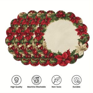 4PCS Non-Slip Heat Resistant Christmas Placemats - Festive Kitchen Table Decor - 4PCS Style B