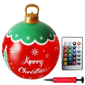 24 Inch LED Lighted Inflatable Christmas Ball - Giant PVC Outdoor Decor - 25