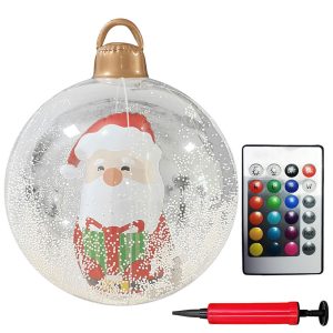 24 Inch LED Lighted Inflatable Christmas Ball - Giant PVC Outdoor Decor - 26
