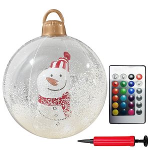 24 Inch LED Lighted Inflatable Christmas Ball - Giant PVC Outdoor Decor - 27