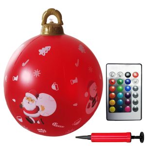 24 Inch LED Lighted Inflatable Christmas Ball - Giant PVC Outdoor Decor - 23