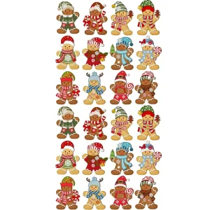 12PCS Wooden Gingerbread Man Christmas Tree Hanging Ornaments - Mixed Styles - 24pcs