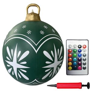 24 Inch LED Lighted Inflatable Christmas Ball - Giant PVC Outdoor Decor - 22