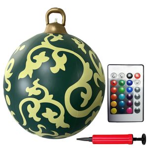 24 Inch LED Lighted Inflatable Christmas Ball - Giant PVC Outdoor Decor - 21