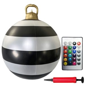 24 Inch LED Lighted Inflatable Christmas Ball - Giant PVC Outdoor Decor - 20