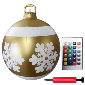 24 Inch LED Lighted Inflatable Christmas Ball - Giant PVC Outdoor Decor - 19