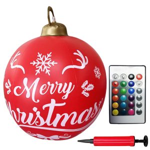 24 Inch LED Lighted Inflatable Christmas Ball - Giant PVC Outdoor Decor - 13