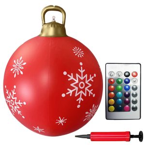 24 Inch LED Lighted Inflatable Christmas Ball - Giant PVC Outdoor Decor - 14