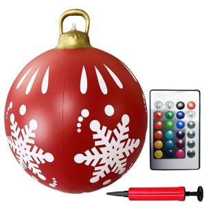 24 Inch LED Lighted Inflatable Christmas Ball - Giant PVC Outdoor Decor - 15