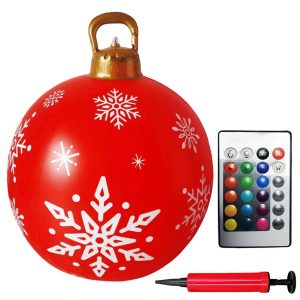 24 Inch LED Lighted Inflatable Christmas Ball - Giant PVC Outdoor Decor - 2