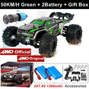 1:16 Scale High Speed RC Off-Road Racing Truck - 4WD Remote Control Toy - 50KM Green 2Battery