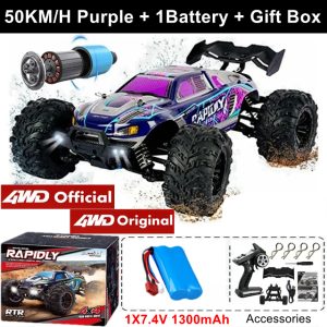 1:16 Scale High Speed RC Off-Road Racing Truck - 4WD Remote Control Toy - 50KM Purple 1Battery