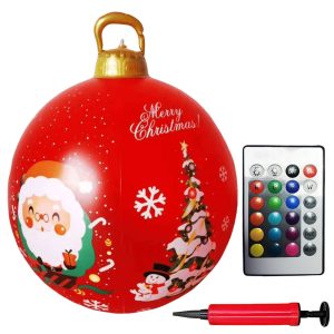 24 Inch LED Lighted Inflatable Christmas Ball - Giant PVC Outdoor Decor - 5