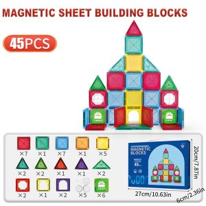 Magnetic Building Blocks Set - Educational Designer Toys for Kids - 45pcs