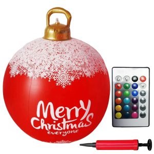 24 Inch LED Lighted Inflatable Christmas Ball - Giant PVC Outdoor Decor - 6