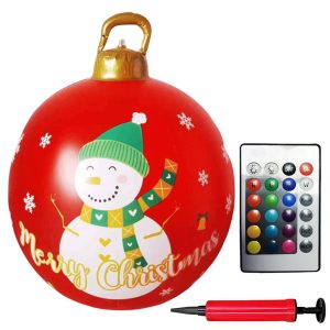 24 Inch LED Lighted Inflatable Christmas Ball - Giant PVC Outdoor Decor - 7
