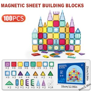 Magnetic Building Blocks Set - Educational Designer Toys for Kids - 100pcs