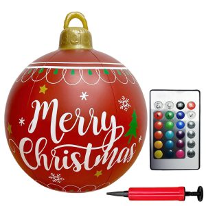 24 Inch LED Lighted Inflatable Christmas Ball - Giant PVC Outdoor Decor - 9