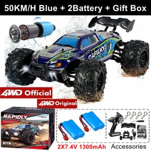 1:16 Scale High Speed RC Off-Road Racing Truck - 4WD Remote Control Toy - 50KM Blue 2Battery