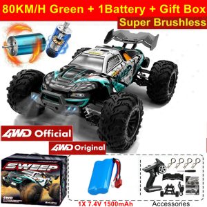 1:16 Scale High Speed RC Off-Road Racing Truck - 4WD Remote Control Toy - 80KM Green 1Battery