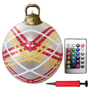 24 Inch LED Lighted Inflatable Christmas Ball - Giant PVC Outdoor Decor - 12